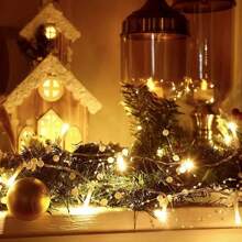 1 pieza Luz de alambre de cobre LED, luces de cadena de perlas con caja de batería, decoración para Navidad, bodas o habitaciones, luces de cadena con forma de perla