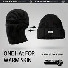 1 szt. Męska zimowa luźna czapka typu beanie czapka z dzianiny do wypoczynku, jazdy na rowerze, wiatroszczelna i odporna na zimno maska na twarz, ciepła czapka, świetny prezent na festiwal na co dzień