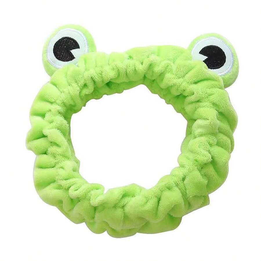 1pc Cute Plush Frog Face Washing Headband For Girls, Suitable For Daily Use During Spa, Makeup, And Face Skincare Routine - Multicolor - View 1
