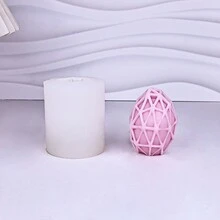 肌理條紋蛋型蠟燭蛋糕翻糖矽膠模具,適用於香氛石膏diy手工藝品 - 白色 - 查看 2