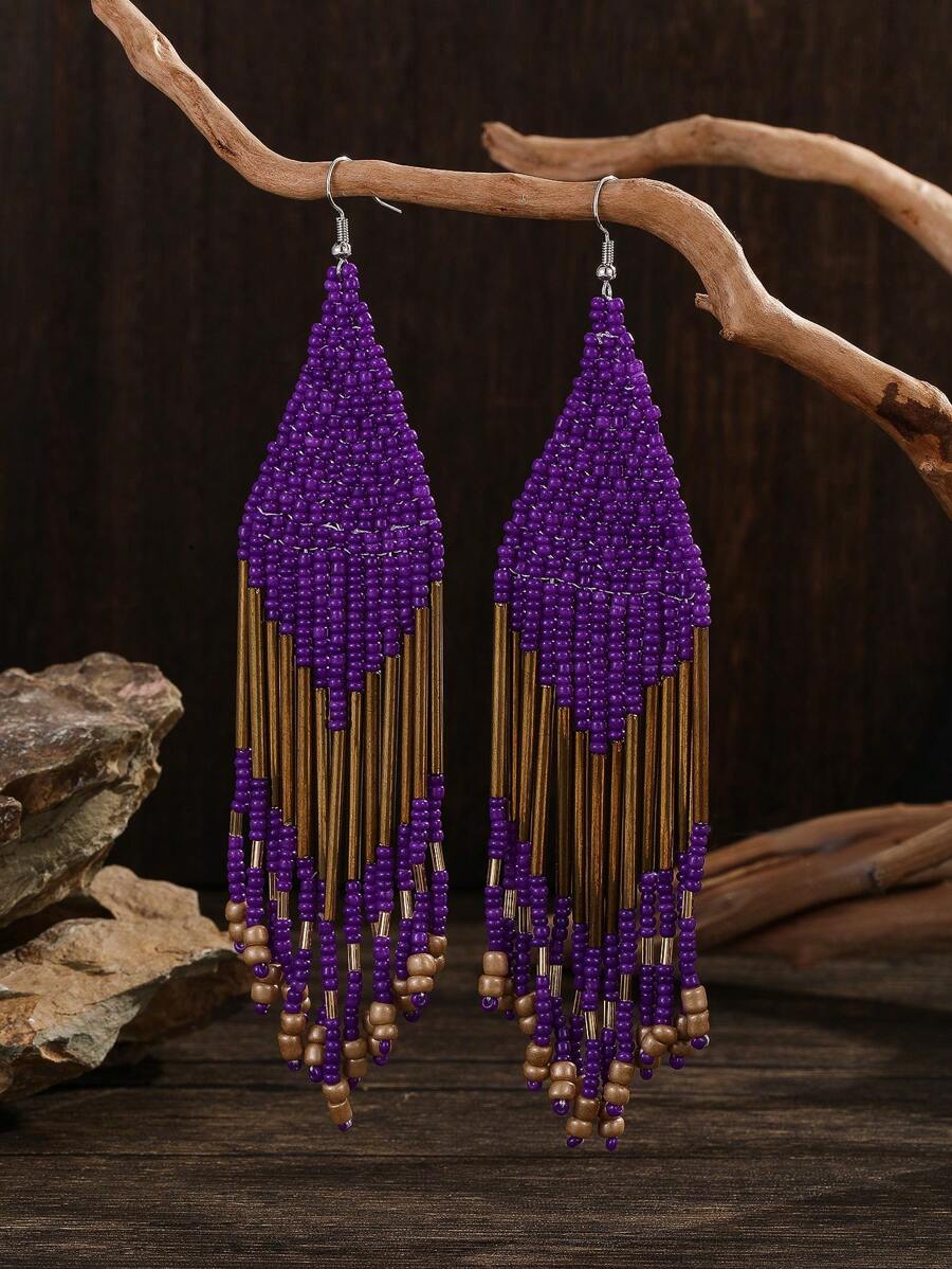 Hoa tai hạt thủ công, Hoa tai tua rua dài ống vàng phong cách Bohemian, Hoa tai tua rua Moon Series, Hoa tai tua rua phong cách nghỉ dưỡng, Phong cách phổ biến của Châu Âu và Châu Mỹ, Phụ kiện thời trang cho phụ nữ, Hoa tai đa năng hàng ngày và kỳ nghỉ, Lựa chọn quà tặng ngày lễ