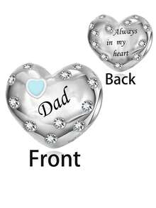 1入組時尚的925純銀珠子,適用於家庭系列自製珠寶和紀念,適合家庭聚會和派對,高品質的珠寶表達感情 - 銀色 - 查看 1