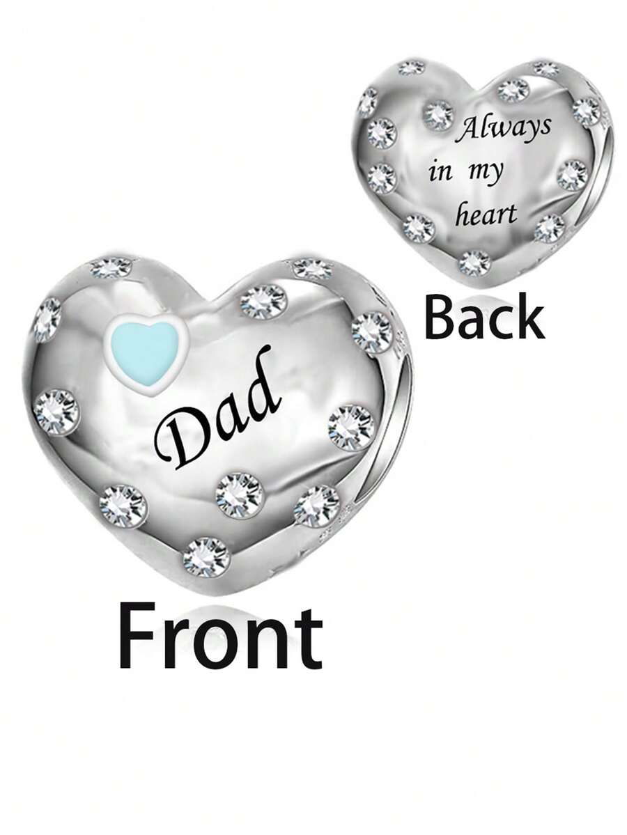 1入組時尚的925純銀珠子,適用於家庭系列自製珠寶和紀念,適合家庭聚會和派對,高品質的珠寶表達感情 - 銀色 - 查看 1