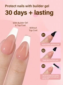 120 cái/túi Mới của Pháp có viền trắng có chiều dài trung bình Hình thang có thể đeo được Miếng dán móng tay phủ mờ toàn bộ Đầu móng tay nửa thành phẩm Miếng dán móng tay có thể đeo được trên móng tay Đồ dùng làm móng - Rượu sâm banh - Xem 5