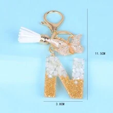1 móc khóa sáng tạo kèm đá chữ cái, phụ kiện nhựa, tua rua hình bướm, mặt dây chuyền chữ cái, móc khóa cho bé gái, phụ kiện ô tô, túi xách, phụ kiện học đường, phong cách Goth Y2k dễ thương, phụ kiện túi xách, dây đeo có ngăn đựng thẻ, phụ kiện ô tô, túi xách, móc khóa - Nhiều màu - Xem 16