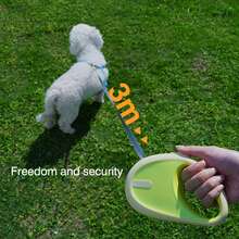 可伸縮狗繩9.84英尺,輕量繩,180°無纏結設計,帶有一鍵快速鎖止煞車系統和防滑手柄,適用於小型到中型犬/貓 - 綠色 - 查看 5