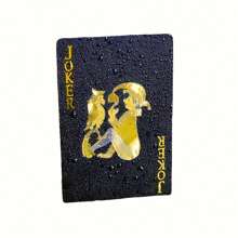 2024 新款 1 对防水黑色水钻塑料扑克牌，黑色和金色派对德州扑克桌游扑克牌，宠物材质黑色扑克牌配银箔，适合新年派对，扑克和扑克牌爱好者的完美礼物！适合魔术和桌上游戏。，适合万圣节/圣诞节/感恩节的成人派对游戏 - 黑色 - 查看 7