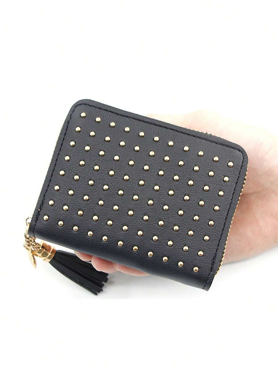 兒童短式鏈珠錢包,學生儲物錢包,卡片收納夾 - 黑色 - 查看 1