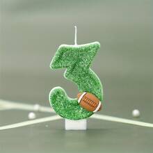 生日蛋糕蠟燭 3d 綠色足球蠟燭 0-9 號帶草禮帽裝飾派對兒童成人數週年慶典用品（編號 0-9） - 3 - 查看 3