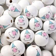 10pcs Easter Wood Beads Colorful Round Craft Bead Rabbits Egg Wood Bead For Spring Garland DIY Easter Holiday Family DIY Crafts - Multicolor - View 7