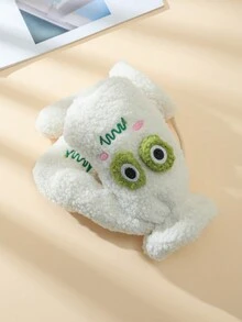 1pair Ladies' Plush Gloves With Mitten Flap, Neck String, Thickened, Windproof, Warm, Cartoon Decorated For Cycling And Outdoor Activities In Winter - Finger Gloves - View 5