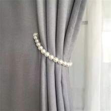 2pcs Stylish Magnetic Tiebacks For Curtains - Elegant Faux Pearl Beads Holdbacks For Bedroom And Living Room Home Decor - White - View 3