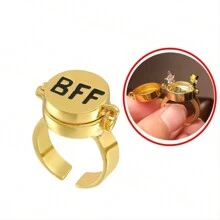 1 件 BFF 永远最好的朋友礼物戒指时尚潮流友谊开口戒指送给朋友的礼物 - 金色 - 查看 3