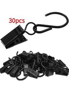 30pcs Black S-Shaped Shower Curtain Hooks With Electroplating Process - Black - View 8