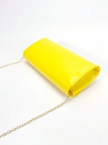Bolso De Mano Grande recubierto Amarillo Con Diseño De Sobre, Bolso De Noche Elegante De Color Sólido Brillante Para Mujeres