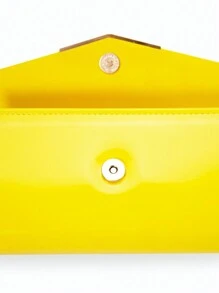Bolso De Mano Grande recubierto Amarillo Con Diseño De Sobre, Bolso De Noche Elegante De Color Sólido Brillante Para Mujeres