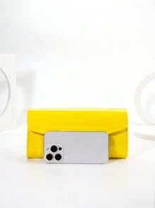 Bolso De Mano Grande recubierto Amarillo Con Diseño De Sobre, Bolso De Noche Elegante De Color Sólido Brillante Para Mujeres