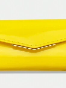 Bolso De Mano Grande recubierto Amarillo Con Diseño De Sobre, Bolso De Noche Elegante De Color Sólido Brillante Para Mujeres