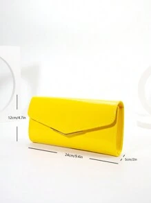 Bolso De Mano Grande recubierto Amarillo Con Diseño De Sobre, Bolso De Noche Elegante De Color Sólido Brillante Para Mujeres