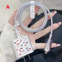 5 Piezas Funda Protectora Con Cargador De 20 W Con Estampado Floral - Multicolor - Ver 8