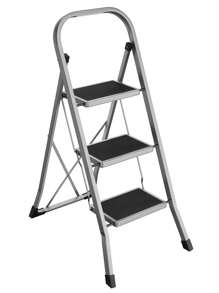 SONGMICS Step Ladder, 3-Step Ladder, Folding Ladder, Lock, Space-Saving Storage, Holds Up To 150 Kg, Grey - Dark Grey - View 9