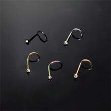 5 件个性化不锈钢和水钻鼻钉，带字母“5”，适合情侣日常佩戴 - 0.8mm*6mm*2mm - 查看 4