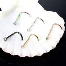 5 件个性化不锈钢和水钻鼻钉，带字母“5”，适合情侣日常佩戴 - 0.8mm*6mm*2mm - 查看 3