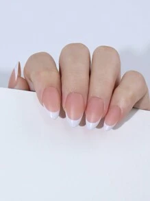 120 cái/túi Mới của Pháp có viền trắng có chiều dài trung bình Hình thang có thể đeo được Miếng dán móng tay phủ mờ toàn bộ Đầu móng tay nửa thành phẩm Miếng dán móng tay có thể đeo được trên móng tay Đồ dùng làm móng - Rượu sâm banh - Xem 11