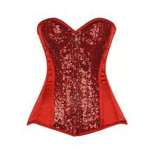 Daisy Corsets Top Drawer Red Sequin Steel Boned Corset
