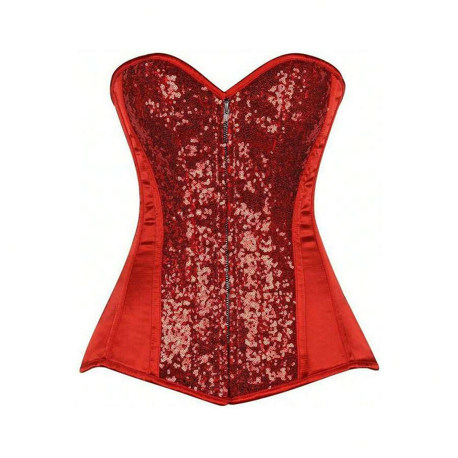 Daisy Corsets Top Drawer Red Sequin Steel Boned Corset