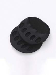 1pair Women's Forefoot Half Toe Socks With Sponge Pad And Invisible Design - Black - View 2
