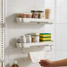 1 件壁掛式淋浴推車浴室置物架無需鑽孔淋浴推車適用於浴室收納架塑膠浴室儲物架 - 灰色附毛巾架 - 查看 6