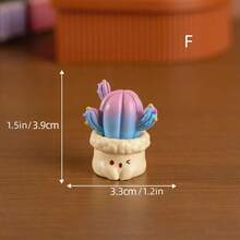 1入組微景觀創意可愛的仿真肉質仙人掌盆栽苔蘚園藝裝飾桌面配件 - 彩色 - 查看 8