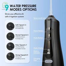 Ear Wax Removal Tool, Water Powered Ear Cleaner With 9 Pressure Settings, 6 Reusable 3 & 5 Hole Tips, IPX7 Waterproof Ear Cleaning Kit Safe And Effective To Clean Build-Up Earwax - Black - View 2