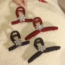 1入女士新款雪花髮卡，優雅高質感適用於日常使用，秋冬季節 - 黑色 - 查看 1