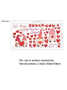 1 Pack Valentine's Day DIY Little Man Holding Heart Decoration Wall Sticker, Removable PVC Material Wall Sticker, Suitable For Living Room And Bedroom Wall Sticker, 11.8" X 23.6" - Multicolor - View 7