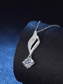 1條優雅奢華的925銀和鋯石項鍊,適用於日常佩戴和情人節送禮給女士 - 銀色 - 查看 3