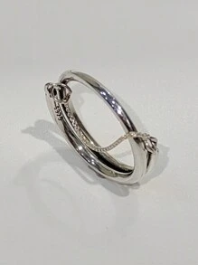 1入流行925純銀 雙環蛇骨鍊戒指,適用於女性日常穿著、派對、婚禮和其他場合。情人節和女友的完美禮物。高端精選珠寶收藏 - 銀色 - 查看 1