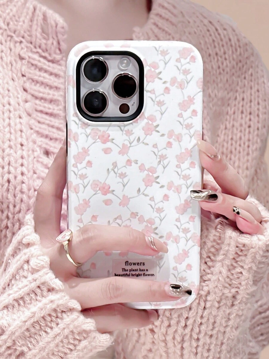 fleur été 1 pièce 2-en-1 Coque de téléphone avec motif floral, compatible avec iPhone - Multicolore - Voir 1