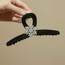1入女士新款雪花髮卡，優雅高質感適用於日常使用，秋冬季節 - 黑色 - 查看 4