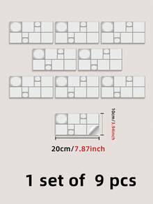 9入組簡單圖案牆貼,3.94x7.87英寸,pvc光面瓷磚白色裝飾貼紙,適用於廚房和浴室後擋板,防水剝離式貼紙,可拆卸diy家裝壁貼 - 彩色 - 查看 11