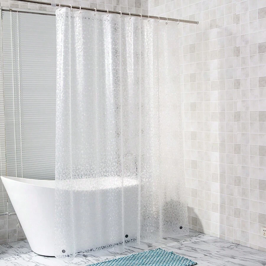 1入3d卵石紋peva防水淋浴簾 - 無色 - 查看 1