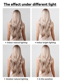 28英寸金色長捲髮綜合棕色深根混色髮型,適合女性,日常或派對使用的迷人假髮,包括假髮帽 - 彩色 - 查看 7