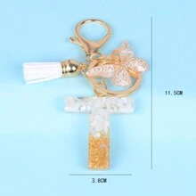 1 móc khóa sáng tạo kèm đá chữ cái, phụ kiện nhựa, tua rua hình bướm, mặt dây chuyền chữ cái, móc khóa cho bé gái, phụ kiện ô tô, túi xách, phụ kiện học đường, phong cách Goth Y2k dễ thương, phụ kiện túi xách, dây đeo có ngăn đựng thẻ, phụ kiện ô tô, túi xách, móc khóa - Nhiều màu - Xem 9