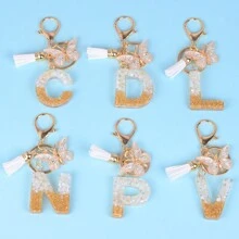 1 móc khóa sáng tạo kèm đá chữ cái, phụ kiện nhựa, tua rua hình bướm, mặt dây chuyền chữ cái, móc khóa cho bé gái, phụ kiện ô tô, túi xách, phụ kiện học đường, phong cách Goth Y2k dễ thương, phụ kiện túi xách, dây đeo có ngăn đựng thẻ, phụ kiện ô tô, túi xách, móc khóa - Nhiều màu - Xem 2