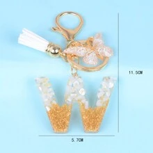 1 móc khóa sáng tạo kèm đá chữ cái, phụ kiện nhựa, tua rua hình bướm, mặt dây chuyền chữ cái, móc khóa cho bé gái, phụ kiện ô tô, túi xách, phụ kiện học đường, phong cách Goth Y2k dễ thương, phụ kiện túi xách, dây đeo có ngăn đựng thẻ, phụ kiện ô tô, túi xách, móc khóa - Nhiều màu - Xem 10