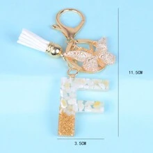 1 móc khóa sáng tạo kèm đá chữ cái, phụ kiện nhựa, tua rua hình bướm, mặt dây chuyền chữ cái, móc khóa cho bé gái, phụ kiện ô tô, túi xách, phụ kiện học đường, phong cách Goth Y2k dễ thương, phụ kiện túi xách, dây đeo có ngăn đựng thẻ, phụ kiện ô tô, túi xách, móc khóa - Nhiều màu - Xem 5