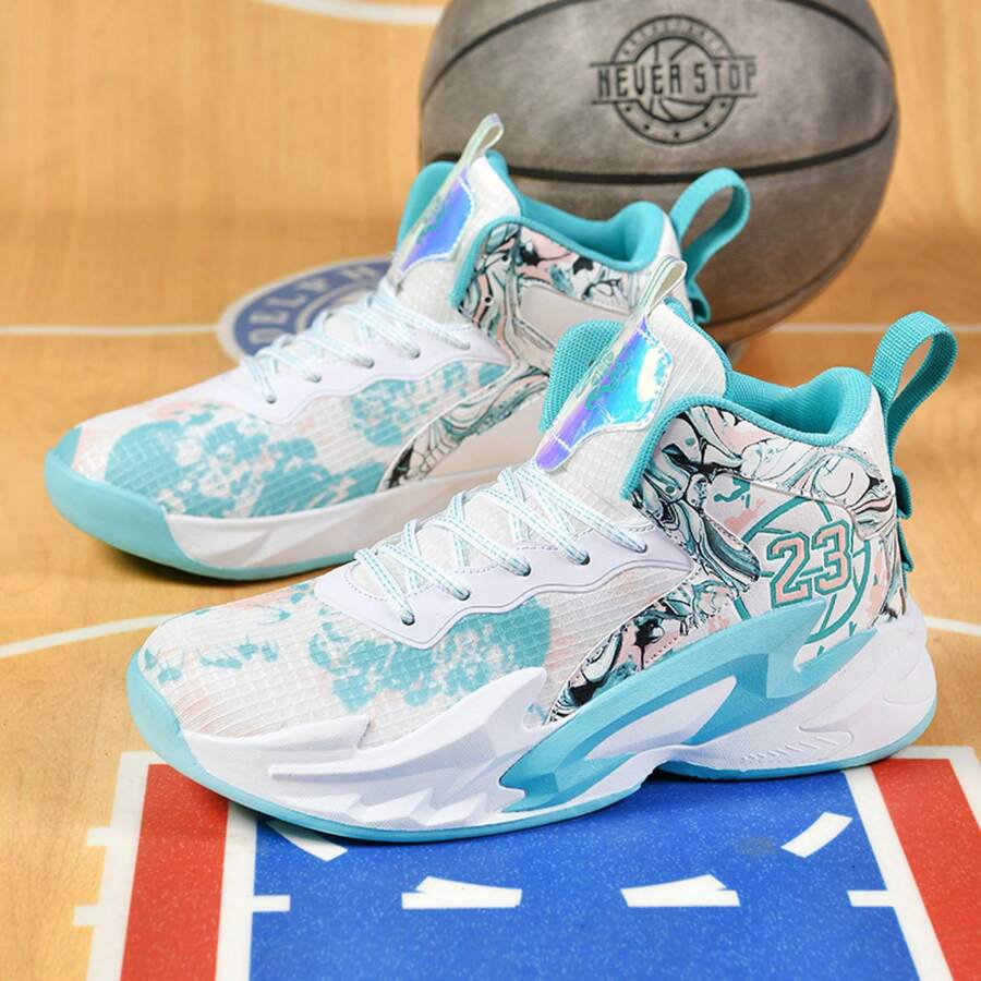 2024年新款籃球鞋,休閒運動鞋,學生運動鞋,男青年輕量化訓練鞋 - 白藍色 - 查看 1