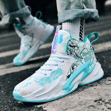 2024年新款籃球鞋,休閒運動鞋,學生運動鞋,男青年輕量化訓練鞋 - 白藍色 - 查看 4