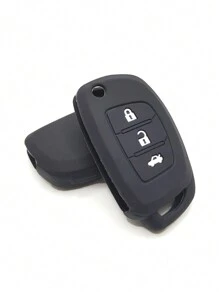Modern 3-Button Folding Car Key Case - Black - View 1